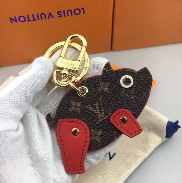 

original box luxury key chain designer key chain wallet pendant bag pig design doll car chain fashion high quality, Silver