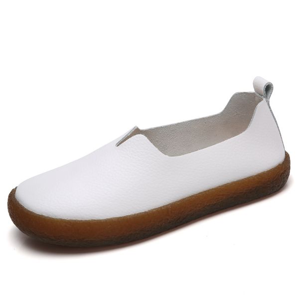 

large size europe and america spring and autumn women's shoes slip-on tendon soft flat split leather pregnant women mom shoes, Black