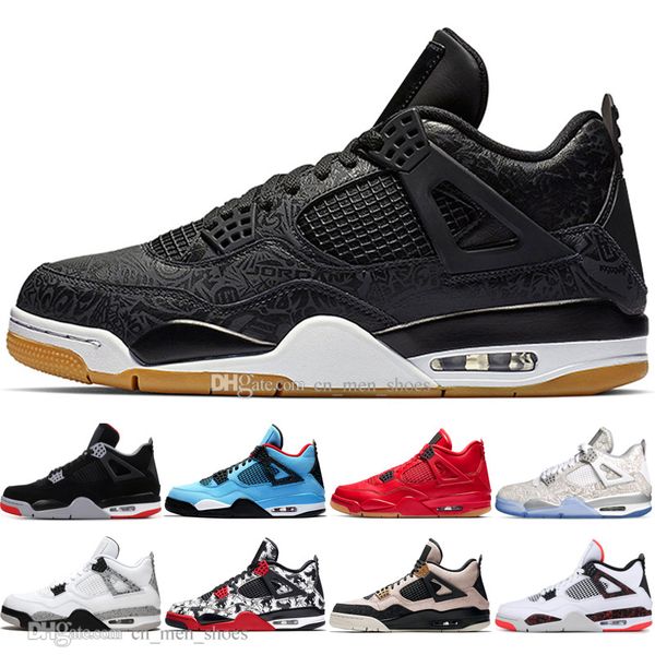 

wholesale bred 4 4s what the cactus jack laser wings mens basketball shoes denim blue eminem pale citron men sports designer sneakers