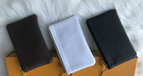 

4 цвета ключ мешок damier кожа имеет высокое качество известных классических женщин брелок монета кошелек маленький кожаный моды ключевые ко, Black
