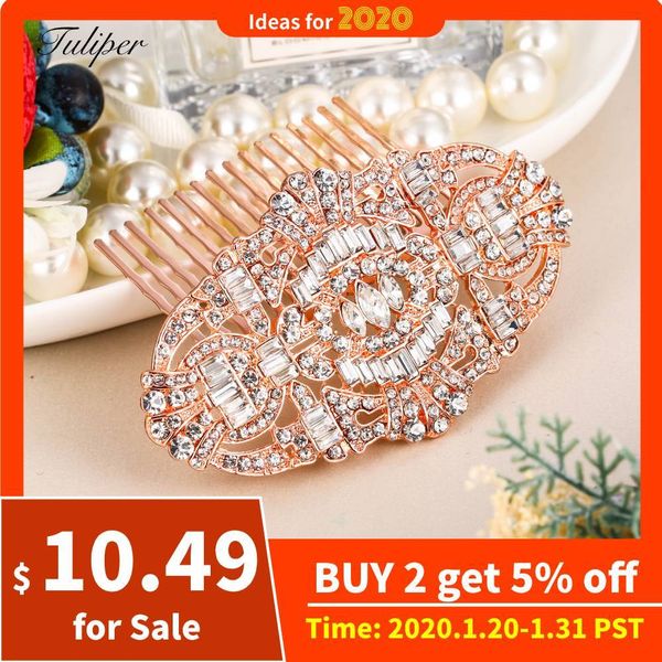 

tuliper great gatsby bridal hair pins women hairwear comb wedding hair accessories party crystal headpieces jewelry ornament, Golden;white