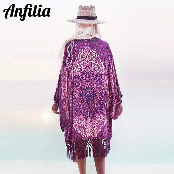 

anfilia ladies kimono women cover up bikini chiffon cover-ups cardigan swimsuit swimwear beachwear