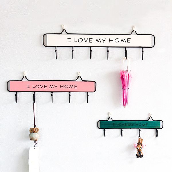 

solid wood iron coat hook door key restaurant entrance kitchen kitchen wall decoration hook punch row wy113014