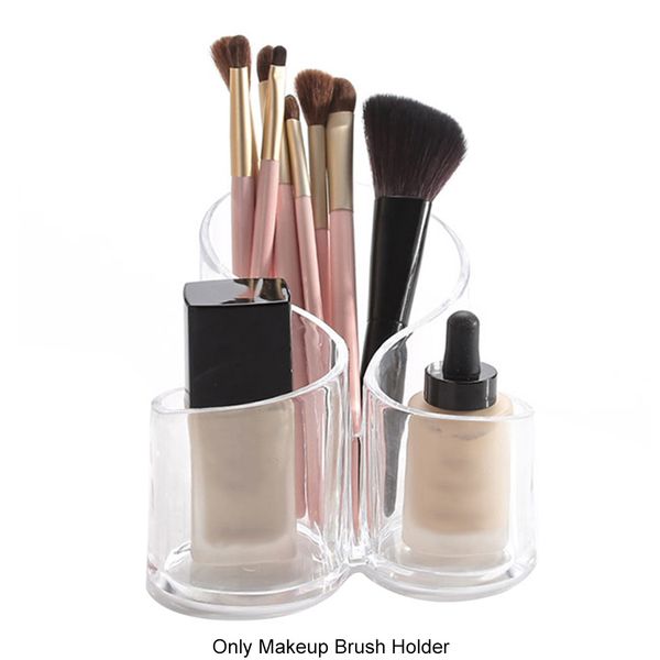 

3 compartment storage box display transparent acrylic neatly gifts office pen container makeup brush holder desksaving space