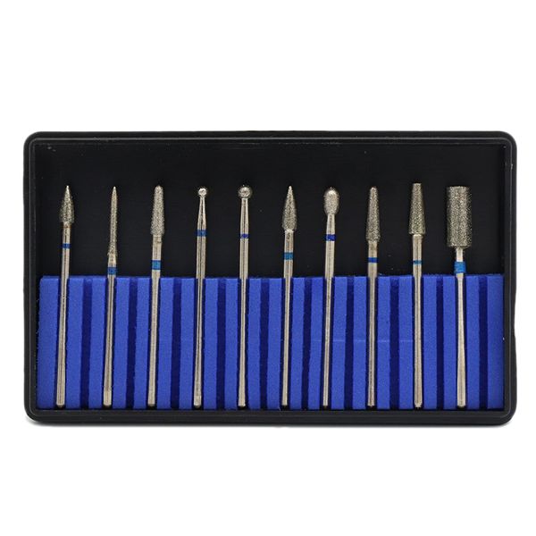 

10pcs diamond drill bits set electric machine rotate cuticle cleaning burr polishing tools cutters accessory tool