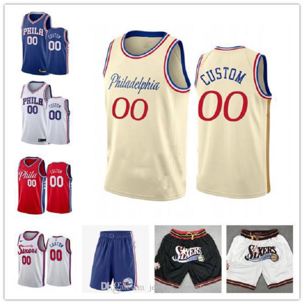 

custom joel 21 embiid ben philadelphia 25 simmons allen 3 iverson al 42 horford shorts 0 richardson 12 harris 76ers, Black;red