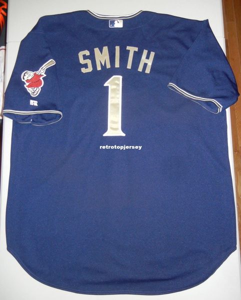 

retro #1 ozzie smith russell athletic san diego custom auth jersey 52 mens stitched baseball jerseys, Black;blue