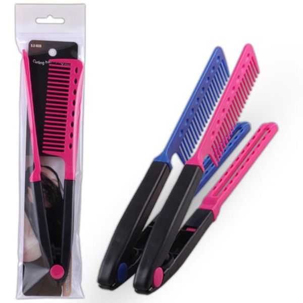 

new design v-shaped professional beauty styling comb clip-on hair straightener hair brush styling tools fast shipping f3435, Silver