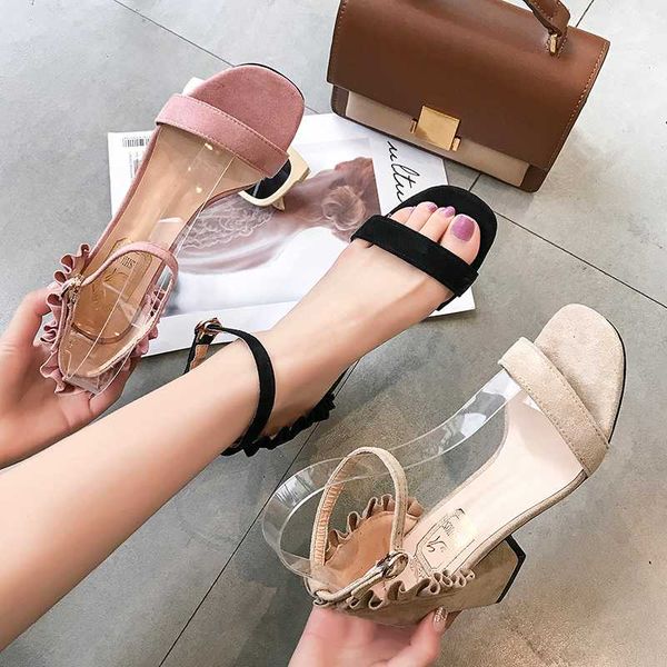 

black platform sandals velvet shoes block heels 2020 summer suit female beige buckle espadrilles women's chunky retro ladies