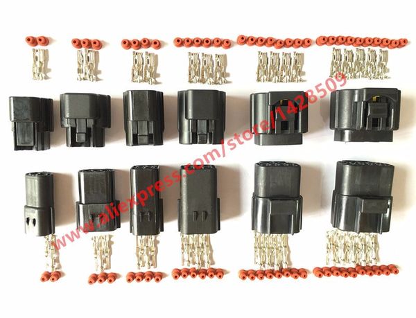 Freeshipping 30 set Kit 2/3/4/6/8/10 Pin Way Connettore filo impermeabile Spina Auto Sigillato auto elettrica Connettore denson 174259-2 318623-5