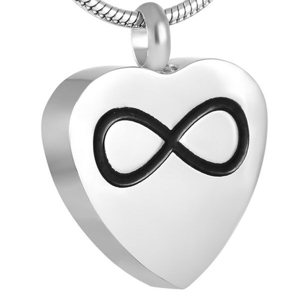 

h8721 class selling stainless steel infinity in heart cremation jewelry keepsake memorial urn necklace & filling kit, Silver