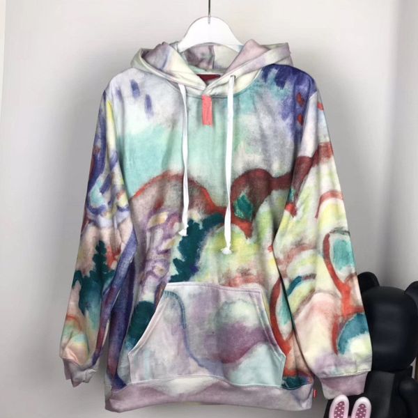 

mens designer hoodies fashion snow mountain print hooded hoodie high street brand loose sweatshirt hooded pullover sweater, Black