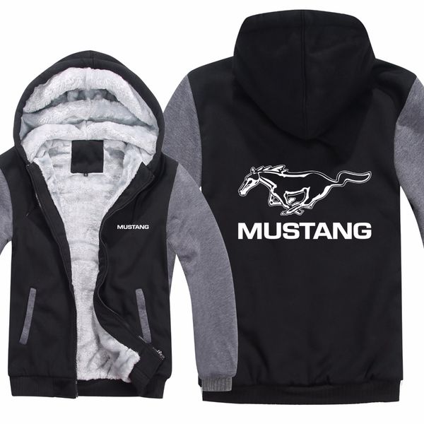 

ford mustang hoodies jacket winter mans casual wool liner fleece man coat mustang 50 years sweatshirts pullover, Black