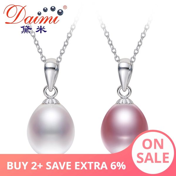 

daimi] fine jewelry 8-11mm natural waterdrop white /pink /purple freshwater pearl necklace 925 silver simple pendant necklaces
