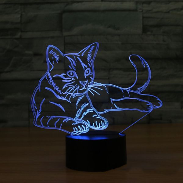 

illusion amazing 3d led night light alert cat with 7 colors light for home decoration lamp amazing visualization gift