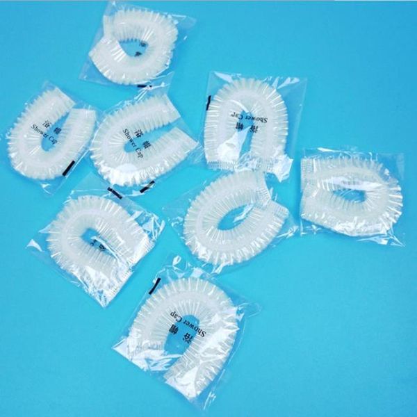 

disposable shower caps hat l bathing caps one-off elastic shower cap clear hair salon bathroom products bath caps f2624