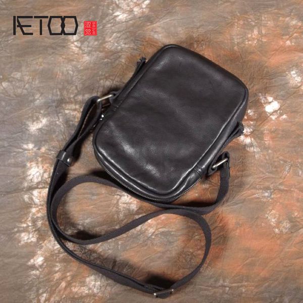 

aetoo simple mini mobile phone key bag small crossbody shoulder bag men's casual first layer leather