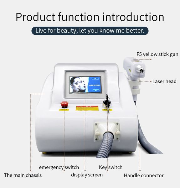 

2000mj touch screen q switch nd yag laser tattoo removal machine pigments removal 1064nm 532nm 1320nm, Black