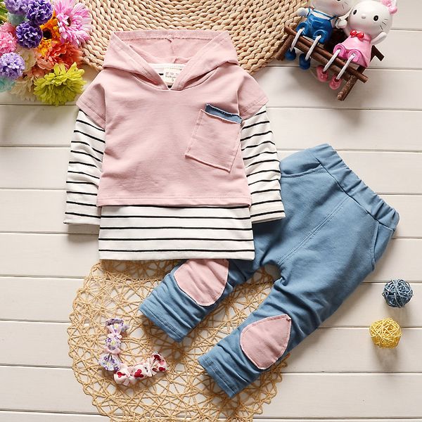 

ienens kids baby boys girls clothing sets children outfits suits autumn infant boy girl cotton clothes vest + shirt + pants, White