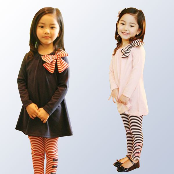 

spring autumn girls set design children kids clothing suit baby girls dress+pants 2 pcs sets suit for child 3 4 6 8 10 years, White