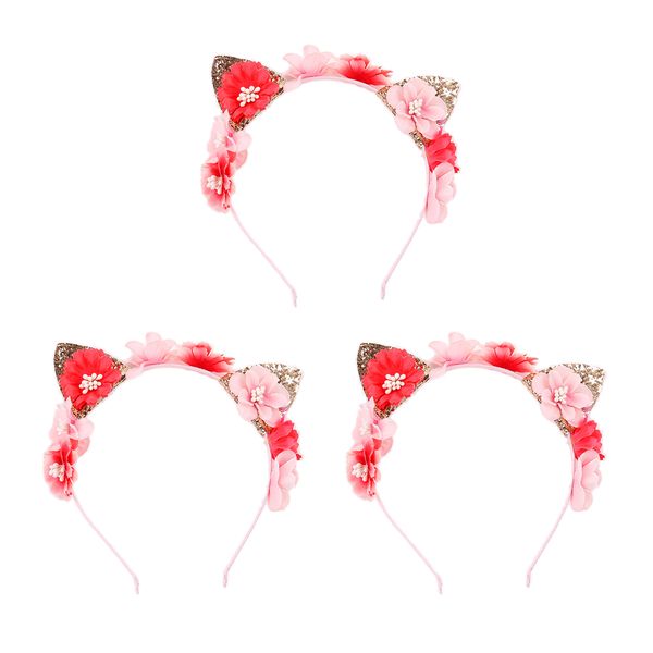 

3 pcs womens cat ear headband elegant floral lovely hair accessory headband hair band for performing cosplay costume ball