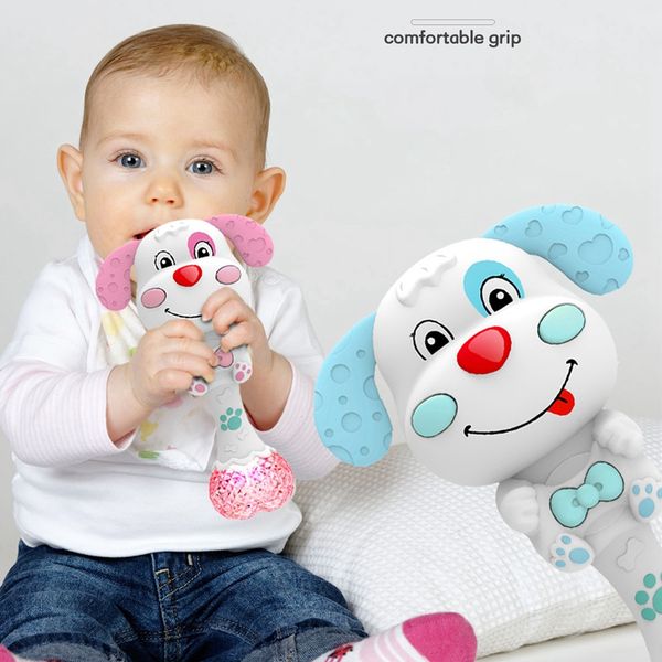 

cartoon puppy baby rattle with music light teether toy gift attracts baby's attention to molars