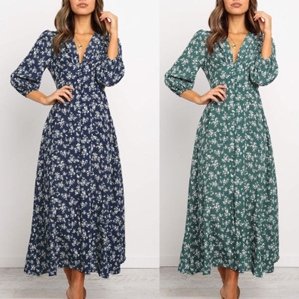 

floral pattern long sleeve party luxury casual dresses for women designer chic vintage style skirts, Black;gray