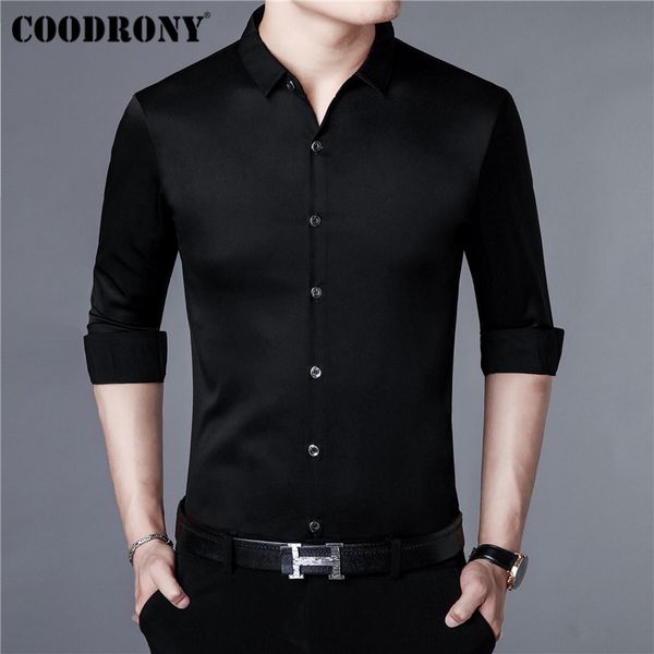 

coodrony brand men shirt autumn new arrival casual shirts long sleeve cotton shirt men streetwear plus size business dress 96009, White;black