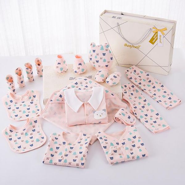 

24 pcs/set baby newborn clothing suit shirt pants rompers blanket bibs sets boys girls clothes suits cotton blue pink, White