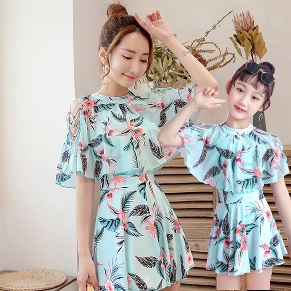 

печатный родитель-ребенок женского пола и женского битнику один цельный платье купальник юбка живота покрывающих тонкий пляж горячий источни, White;black