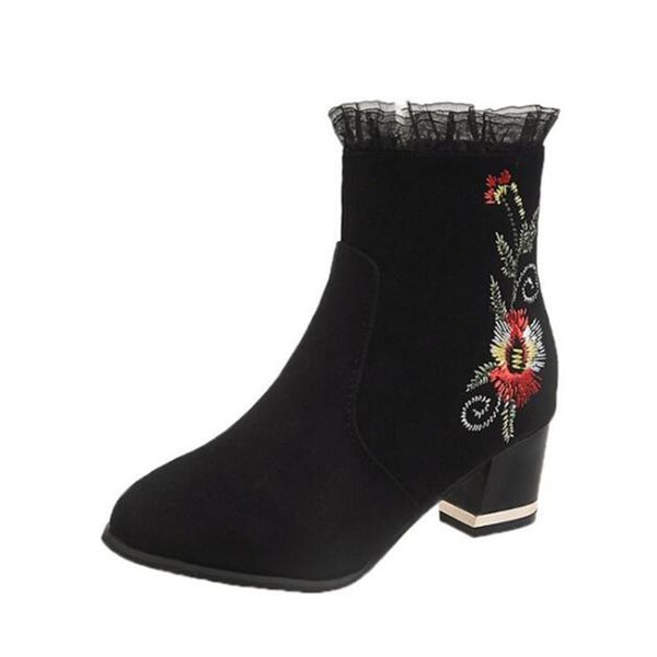 

осень зима ботильоны женщин замша сапоги женские ботинки высокой пятки sexy высокие каблуки ботинок снежка botas mujer размер 35-40 y499, Black