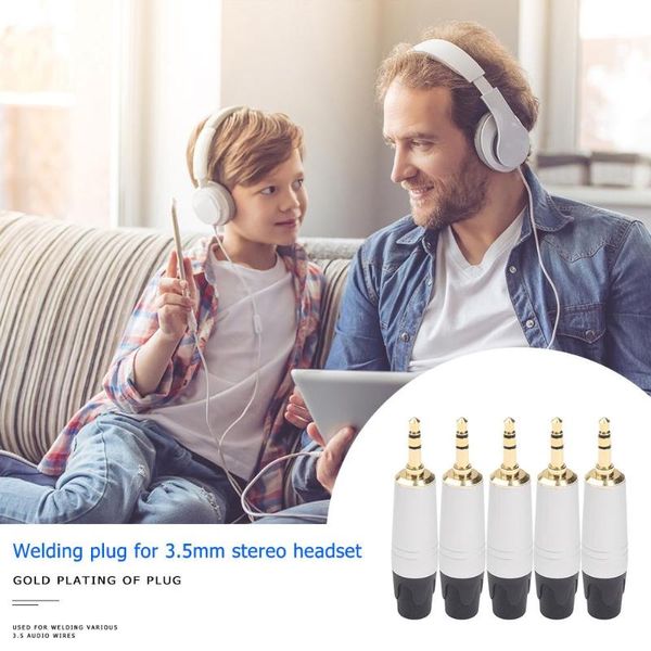 

5pcs 3 pole gold-plated 3.5mm solder connector repair headphone jack plug