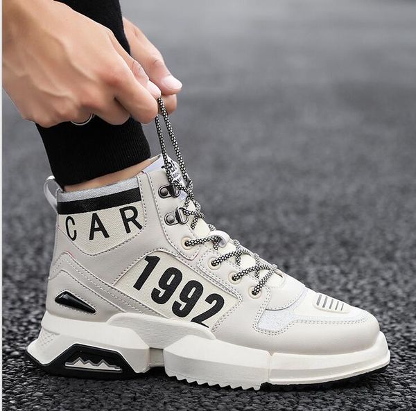 

new pattern leisure sports shoes thick bottom and high band personality men single shoes 01 cs07, Black