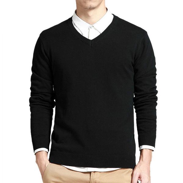 

cotton sweater men long sleeve pullovers outwear man v-neck sweaters loose solid fit knitting clothing rs-228, White;black