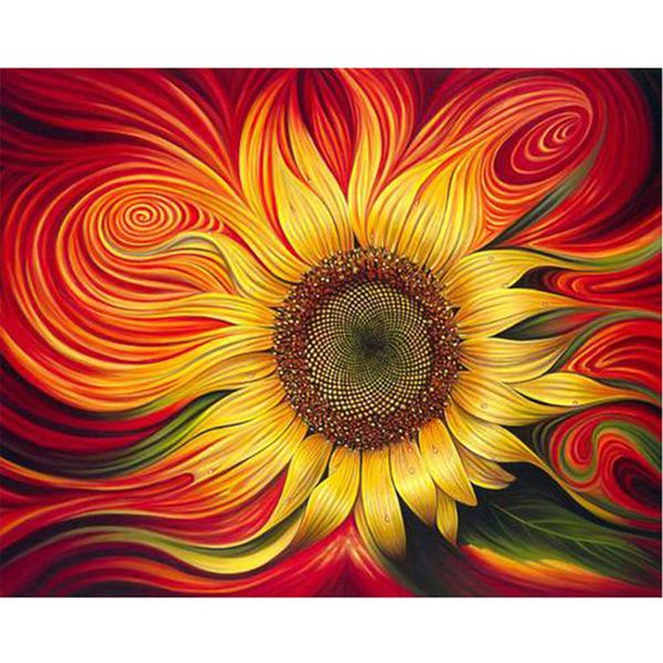 DIY Pintura a óleo por números Tema de flores 50 * 40 CM em tela para kits de decoração de casa