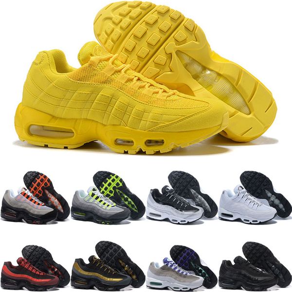

nike air max airmax 95 высочайшее качество желтые мужские кроссовки подушка женская мужская тройная черная тиловая туманность аква черный кр