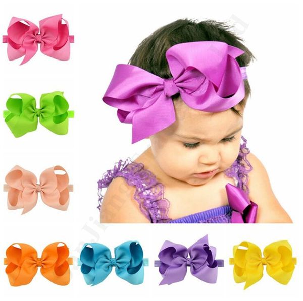 

2020 lovely 6 inch headbands baby girls hair band kids princess headwrap hair ribbon candy color flower bow elastic band accessories a120702, Slivery;white