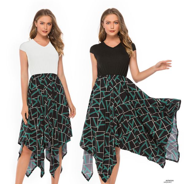 

womens designer printed dressensdh, Black;gray