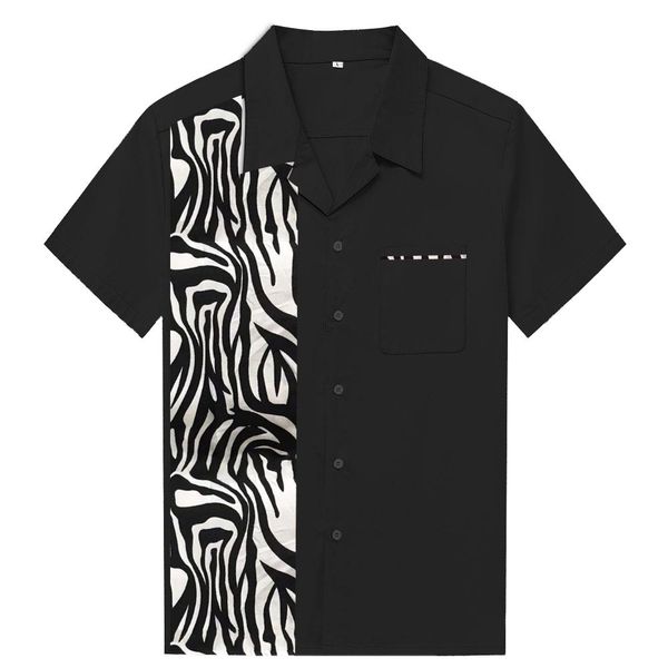 

animal zebra pattern men shirt summer breathable hawaiian shirts camisa masculina brand casual male print plus size, White;black