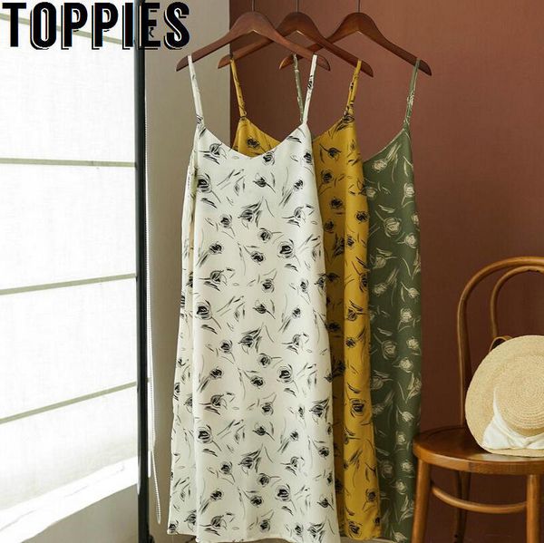 

2020 лето цветочные печати камзол платье секси рукавов на отпуск сарафана женщины, Black;gray