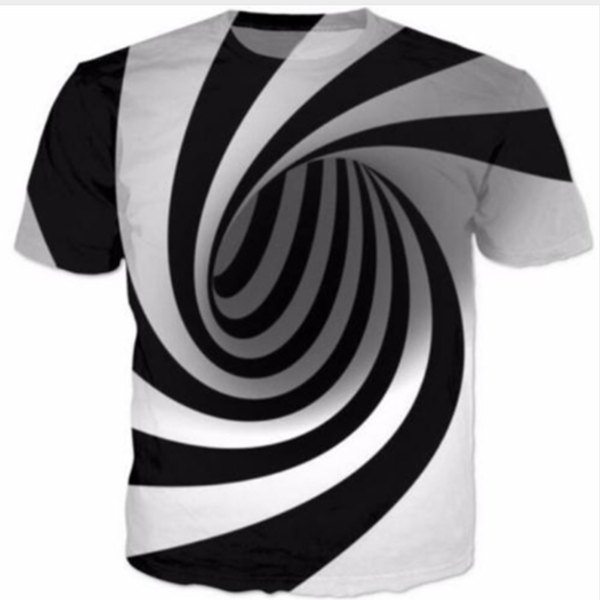 

fashion vertigo hypnotic t- shirt 3d print men/womens funny summer round collar short sleeve casual hip hop style k799, White;black