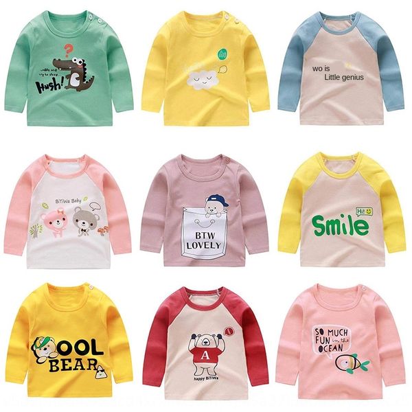 

vnrj6 season children's children's t- single long-sleeved pure cotton infant cartoon single coat autumn coat boys' t-shirt ba, Blue