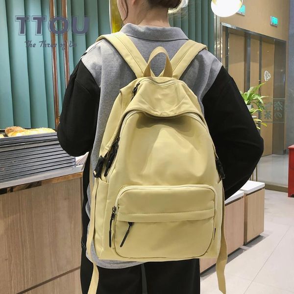 

casual solid women waterproof backpack nylon students school bags for teenage female large capacity travel backpack