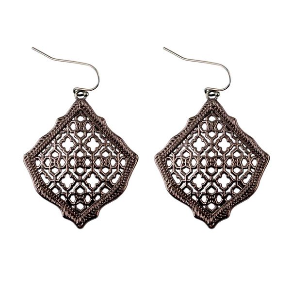 

2019 new kendra square kite filigree cutout morocco dangle drop earrings for women metallic filigree kendra style drop earrings, Silver