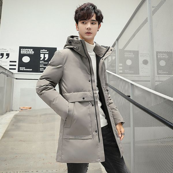

new style down jacket men's mid-length korean-style trend 2019 new style handsome gray duck down thick winter coat fashion, Black