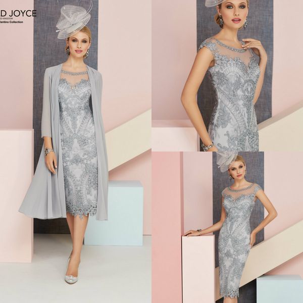 

2019 elegant silver mother of the bride dresses with jacket a line lace appliqued lace wedding guest dress 3/4 long sleeves, Black;red