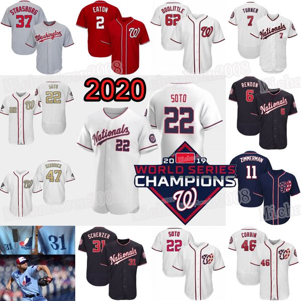 

washington 2019 champions nationals jerseys juan soto strasburg anthony rendon howie kendrick doolittle max scherzer ryan zimmerman turner, Blue;black