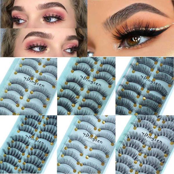

false eyelashes 10 pairs natural 3d soft mink lengthening thick eyelash crisscross wispy fluffy lashes extension eye makeup tool