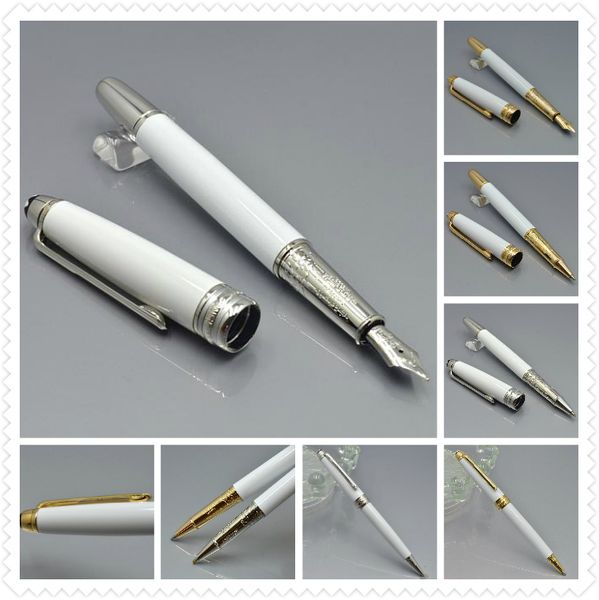 

163 white metal ballpoint pen / roller ball pen / fountain pen with star office stationery luxury writing ink pens gift
