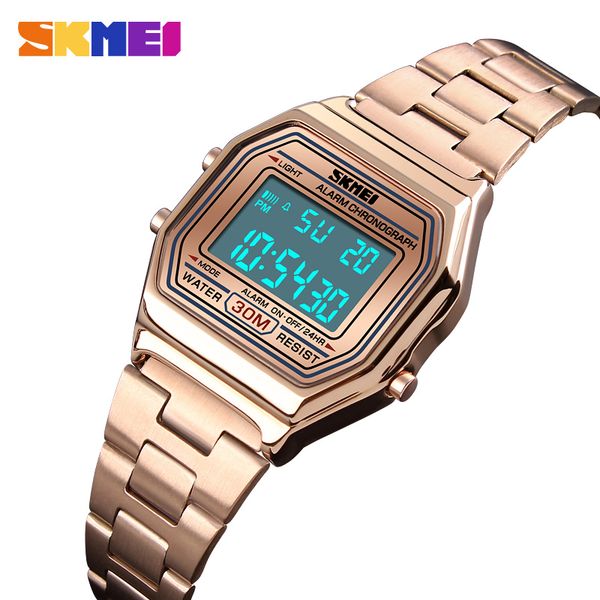 

led women watches business electronic chronograph ladies watches digital wristwatches female clock 2018 skmei, Slivery;brown